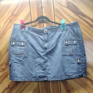 Y2k Faded Glory Blue Denim Cargo Plus-size Mini Skirt Size 26W